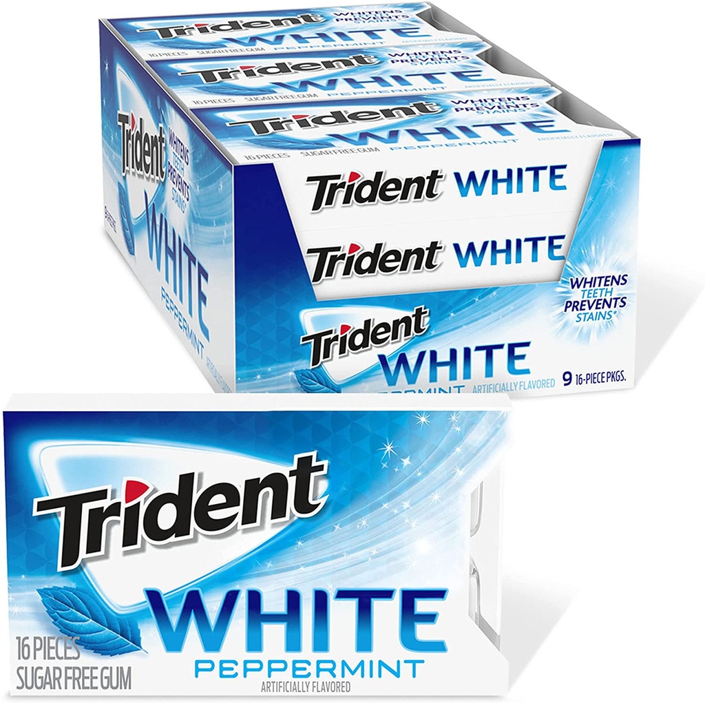 Trident White SF Peppermint Gum 12 ct 16pcs