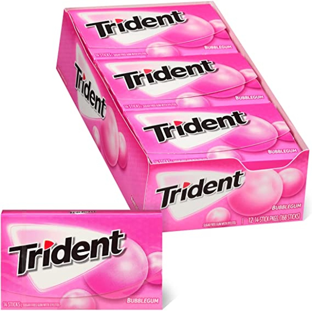 Trident SF Bubblegum Gum 15 ct 14pcs