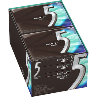 Five React Mint Gum 10 ct 15 Sticks