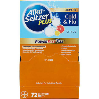 Alka-Seltzer Plus Severe Cold & Flu Powerfast Fizz Citrus Dispenser Box 72 ct