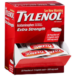 Tylenol Extra Strength Pain Reliever 500mg Dispenser Box 2/pk 50pks