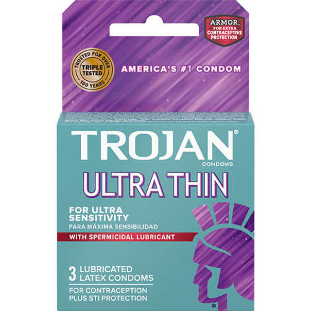 Trojan Ultra Thin Latex Condoms with Spermicidal Lubricant 6 Cards 3ct