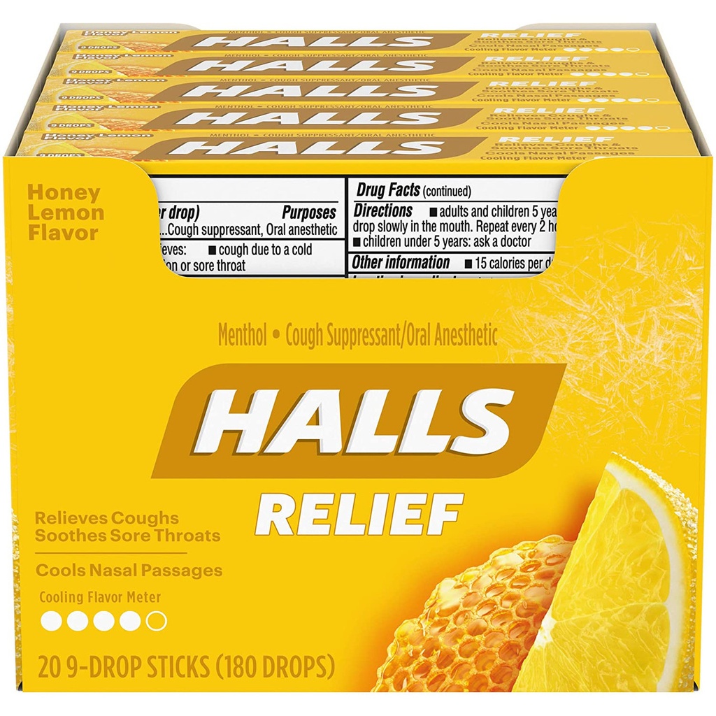 Halls Honey Lemon Cough Drops 20 ct