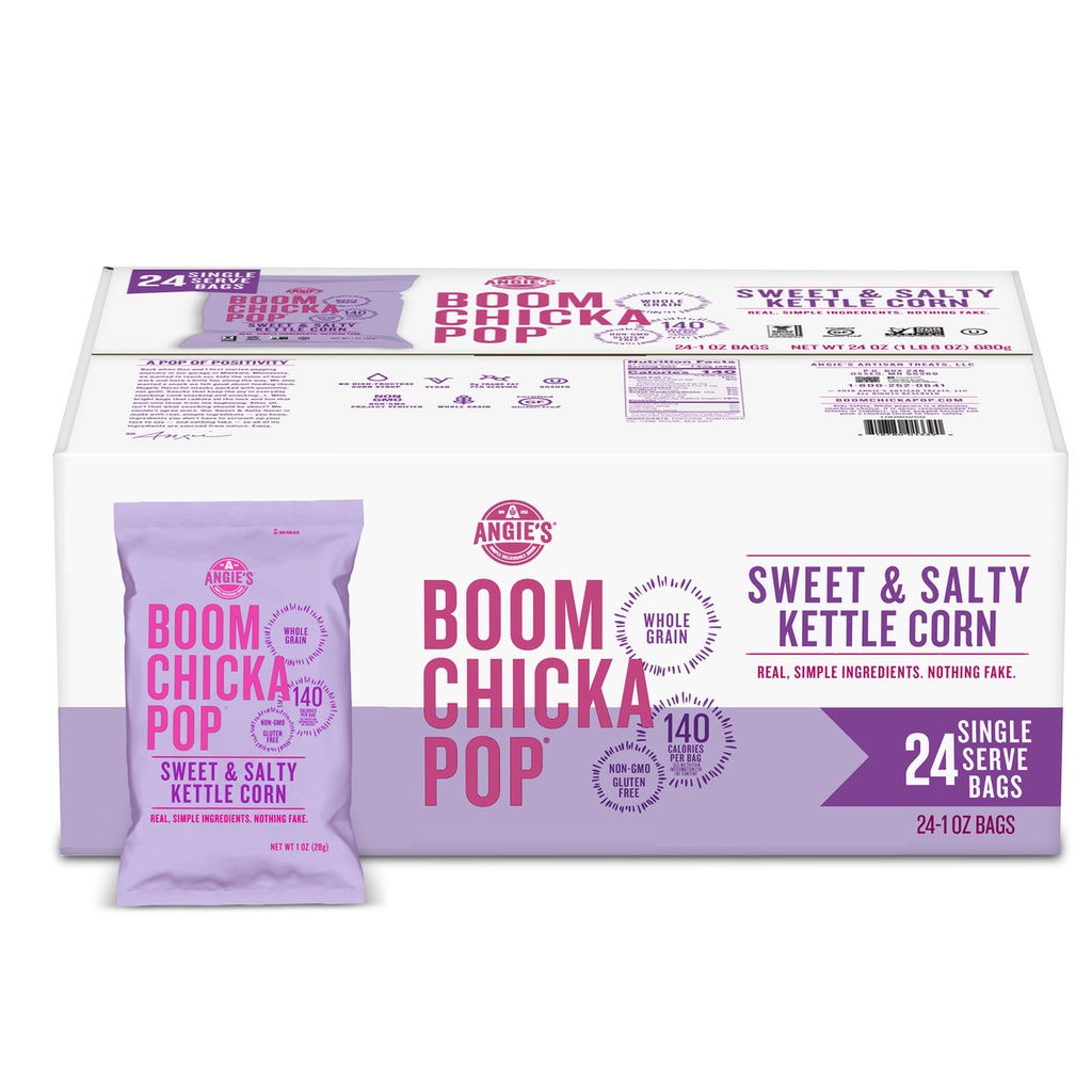[21411] Angie's Boom Chicka Pop Kettle Corn, Sweet & Salty 1oz 24ct