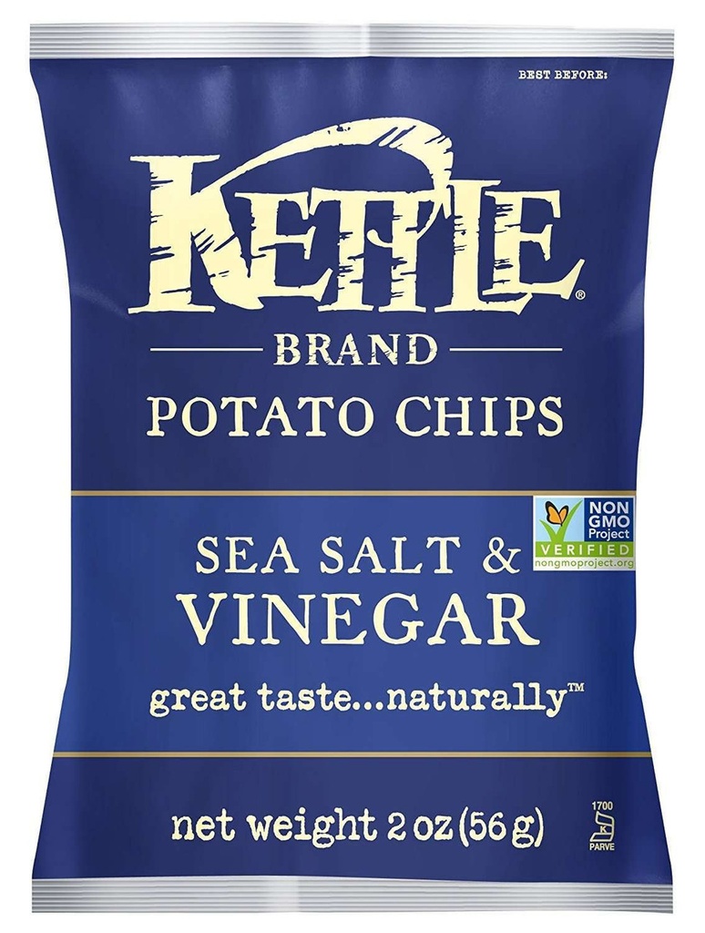 Kettle Potato Chips Sea Salt & Vinegar 24ct 2oz