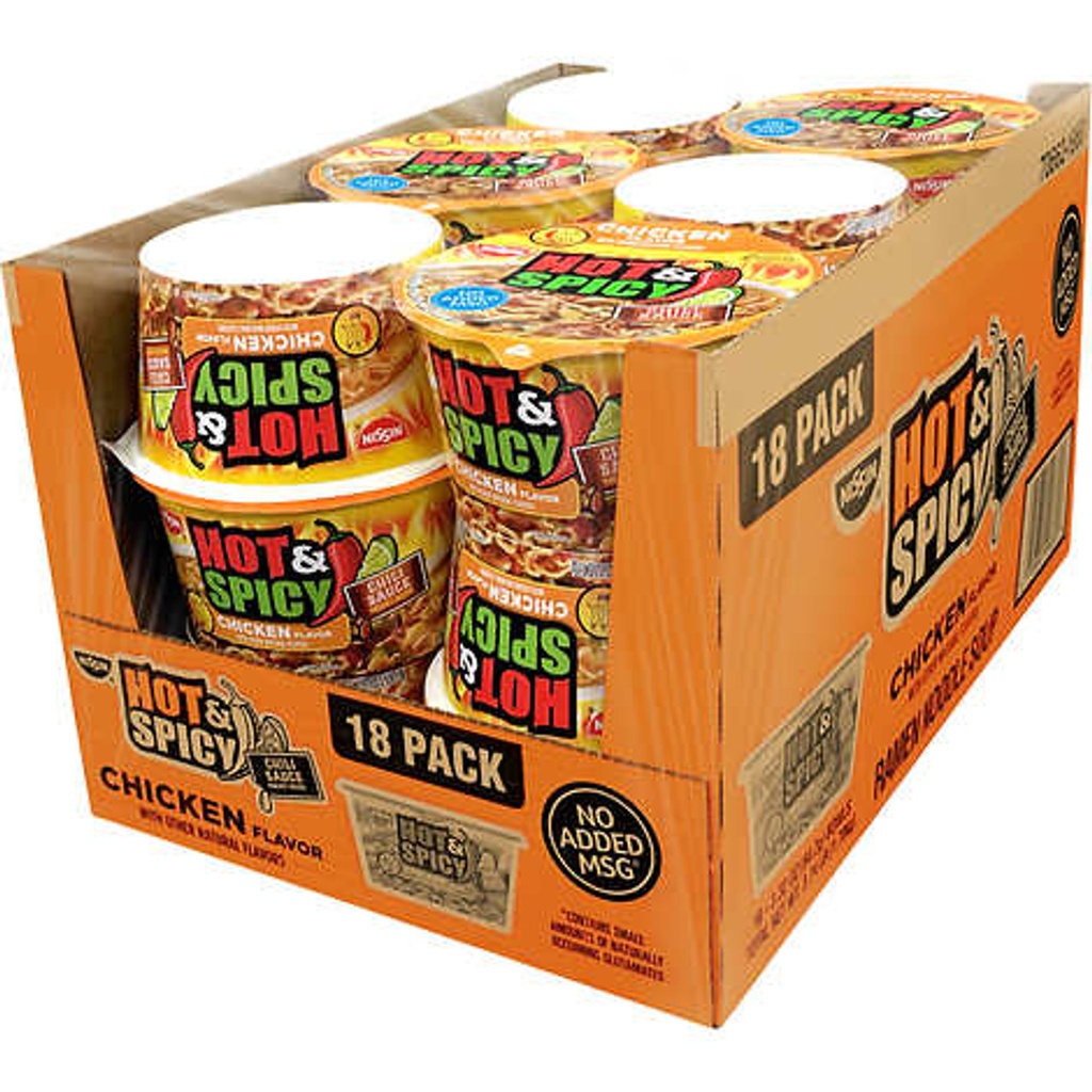 Nissin Hot & Spicy Noodle Bowl 18 ct 3.32 oz