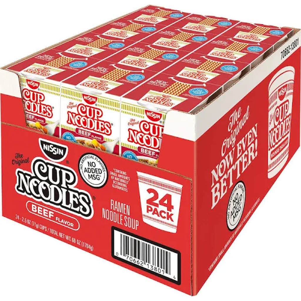 Nissin Cup Noodles Beef Soup 24ct 2.5oz