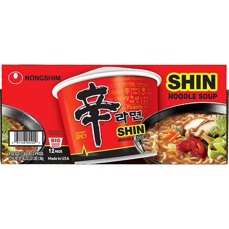 Nongshim Shin Ramyun Noodles Soup Bowl Spicy 4.2 oz 12 ct