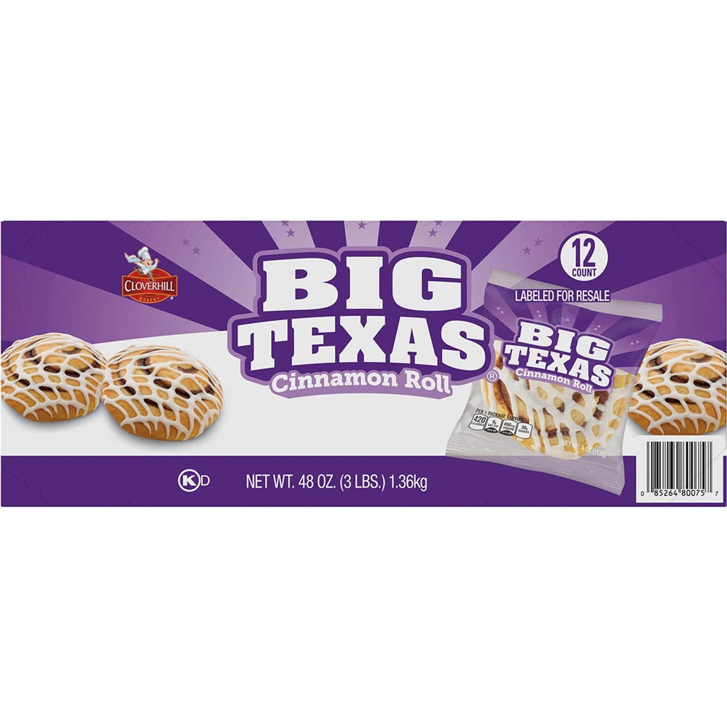 Cloverhill Big Texas Cinnamon Roll 12 ct 4 oz