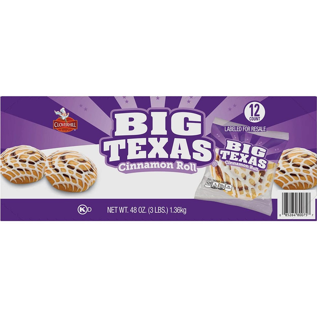 [23727] Cloverhill Big Texas Cinnamon Roll 12 ct 4 oz