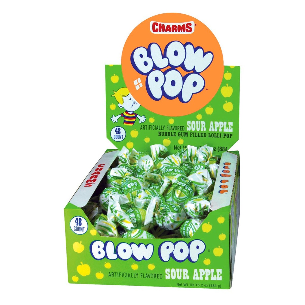 Charms Blow Pop Sour Apple 48ct