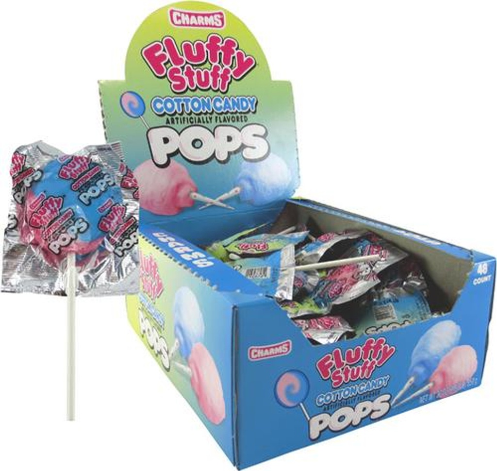 Charms Fluffy Stuff Cotton Candy Pops 48ct