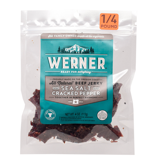 Werner All Natural Sea Salt & Cracked Pepper Jerky 12ct 4oz