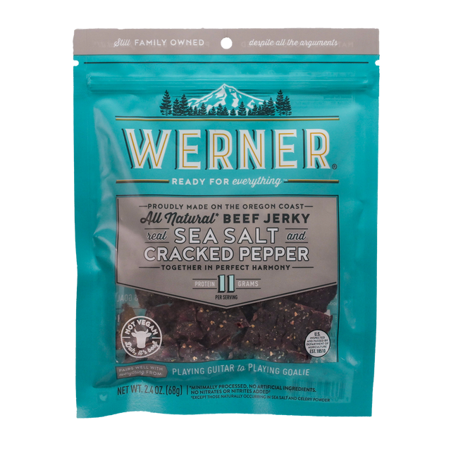 Werner All Natural Sea Salt & Cracked Pepper Jerky 24ct 2.4oz