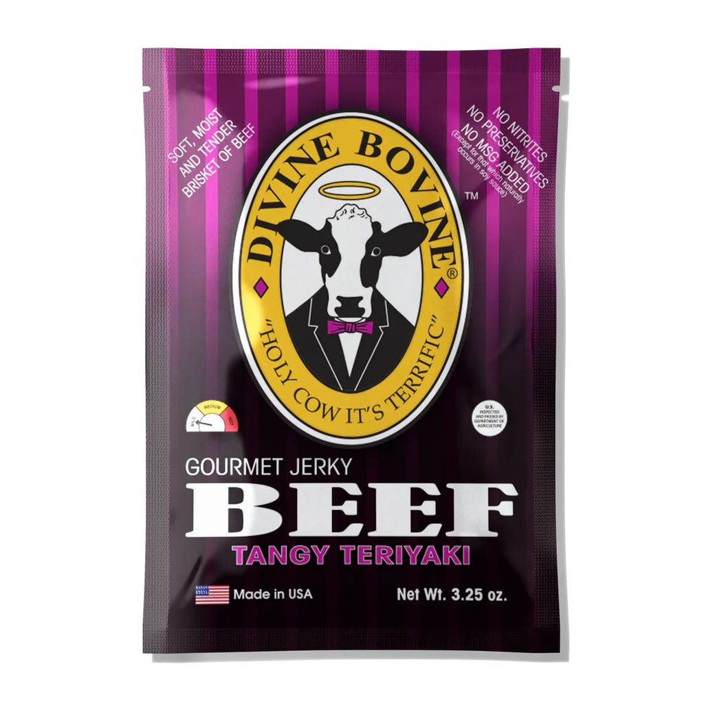 [22201] Divine Bovine Tangy Teriyaki Beef Jerky 12ct 2.12oz