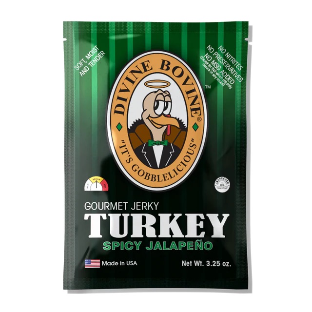 Divine Bovine Spicy Jalapeno Turkey Jerky 12ct 2.12oz