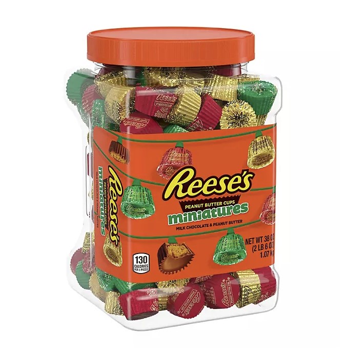 Reese's Miniatures Christmas Milk Chocolate Peanut Butter Cups Candy Tub 2.37lb