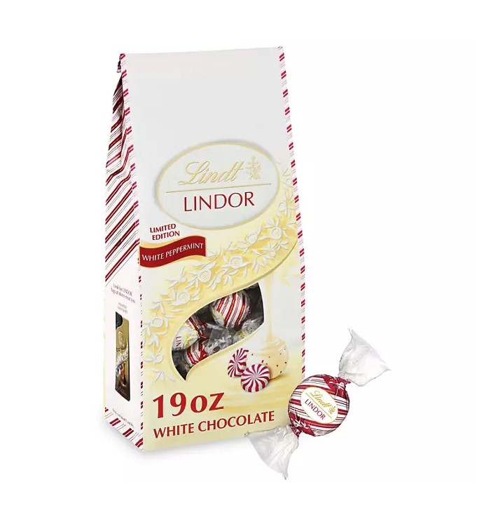 Lindt Lindor Holiday White Chocolate Peppermint Truffles 19oz