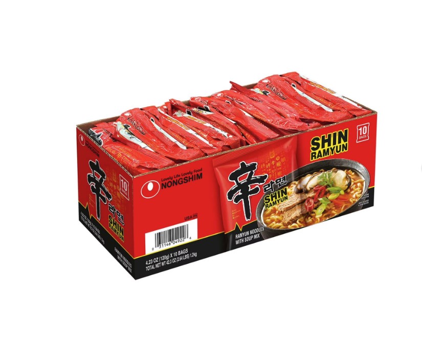 Nongshim Shin Ramyun Noodles Soup Bowl Spicy 4.2 oz 10 ct