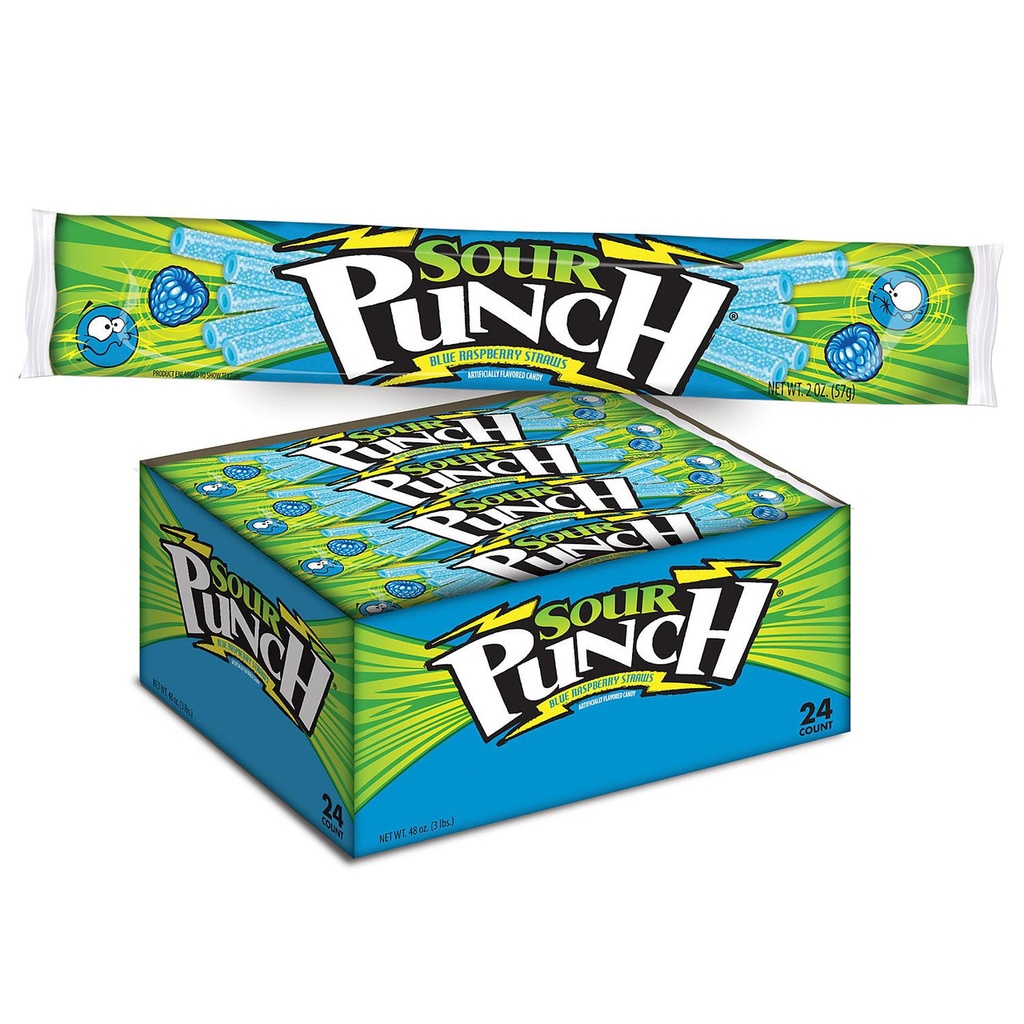 Sour Punch Straws Blue Raspberry 24 ct 2 oz