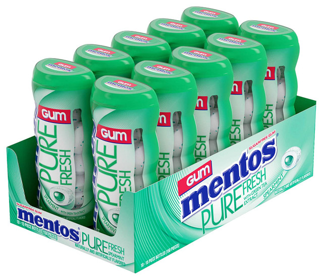 Mentos Pure Fresh Spearmint Gum 10 ct 15pcs
