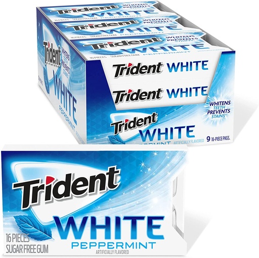 [14843] Trident White SF Peppermint Gum 12 ct 16pcs