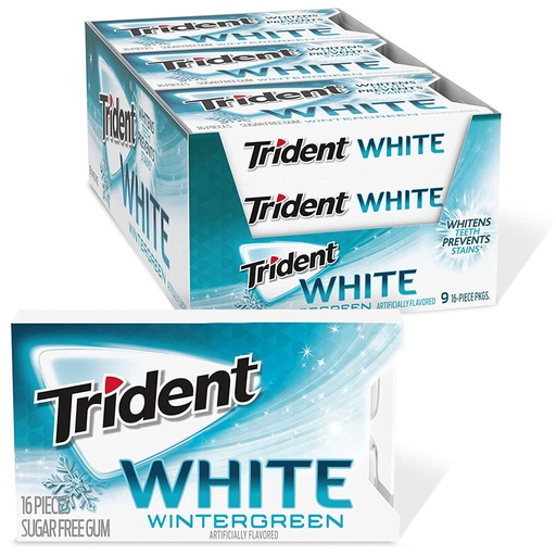 [14846] Trident White SF Wintergreen Gum 9 ct 16pcs