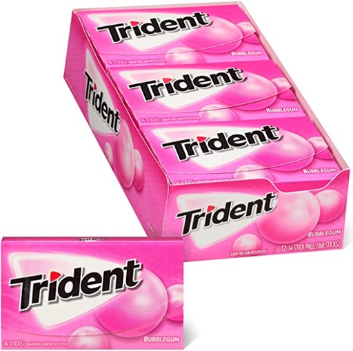 [14880] Trident SF Bubblegum Gum 15 ct 14pcs