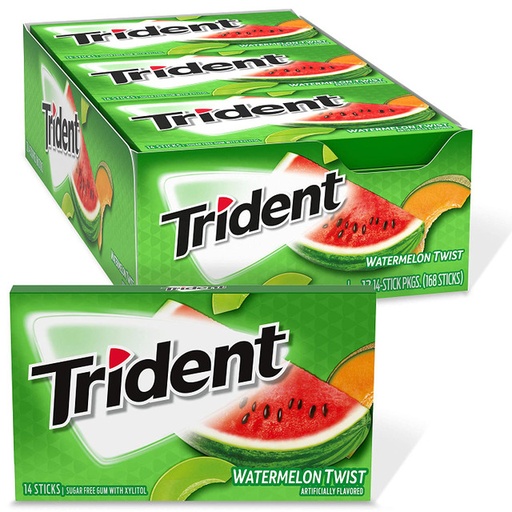[14940] Trident SF Watermelon Twist Gum 15 ct 14pcs