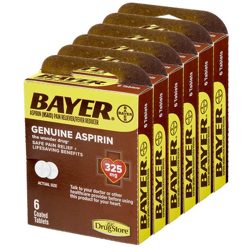 [18022] Bayer Aspirin 6ct tablets 4ct