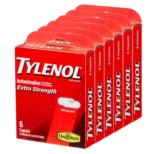 [18082] Tylenol Extra Strength Acetaminophen, 500mg, 6 Capsules 6ct