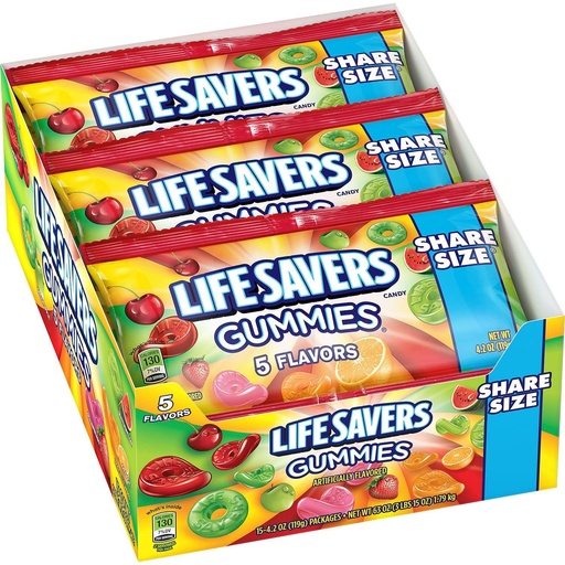 [12200] Lifesavers K-S Gummies 5 Flavor Assorted 15ct 4.2 oz