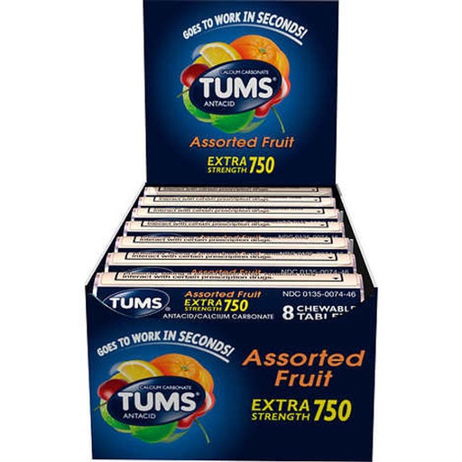 [19050] Tums Extra Strength 750mg Assorted Fruit 12 ct