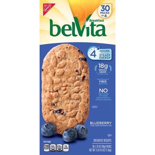 [21720] BelVita Breakfast Biscuit Blueberry 30 ct 1.76 oz