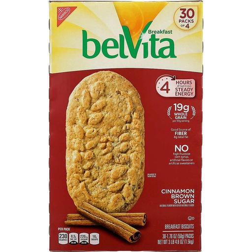 [21721] BelVita Breakfast Brown Sugar Cinnamon Biscuits 30 ct 1.76 oz