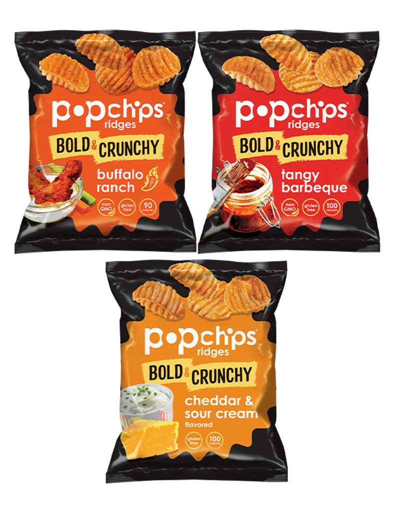 PopChips Potato Ridges Bold & Crunchy 30 ct 1 oz Four Seasons Candy