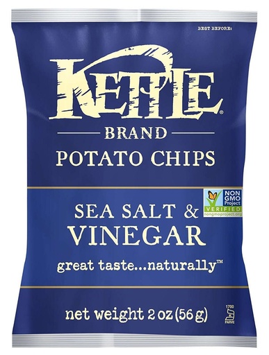 [22153] Kettle Potato Chips Sea Salt & Vinegar 24ct 2oz