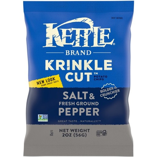 [22157] Kettle Potato Chips Krinkle Cut Salt & Pepper 24ct 2oz