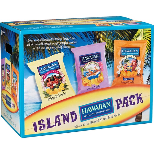 [21365] Hawaiian Potato Chips Variety Pack 30 ct 1.5 oz