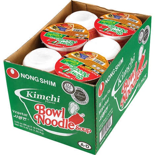 [22261] Nongshim Bowl Noodle Soup Spicy Kimchi 18 ct 3.03 oz