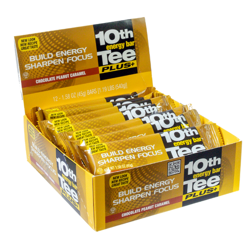 [23330] 10th Tee Plus+ Choc Peanut Caramel Bars 12 ct 45g