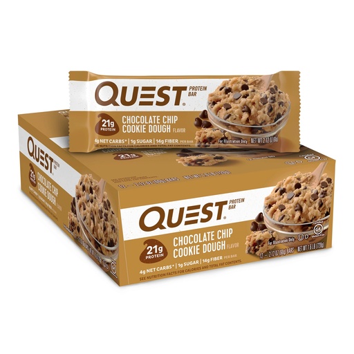 [23531] Quest Bar Chocolate Chip Cookie Dough 12 ct 2.12 oz
