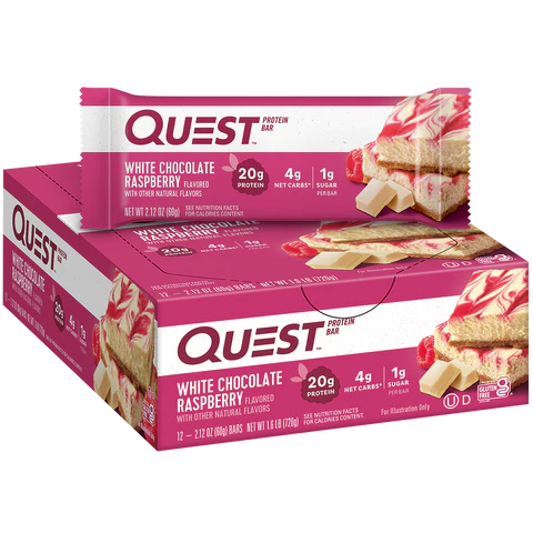 [23536] Quest Bar White Chocolate Raspberry 12ct 2.12oz