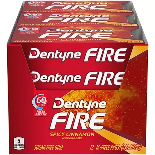 [14270] Dentyne Fire SF Cinnamon Gum 12 ct 16pcs