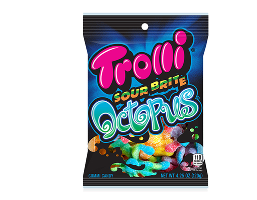 [32015] Trolli Sour Brite Octopus 12 ct 5 oz Peg Bag