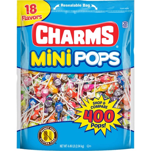 [25259] Charms Minipops Assorted Flavors 350ct 4lbs