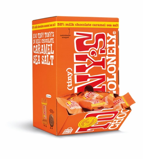 [13511] Tony's Tiny Milk Caramel Sea Salt 32% Dispenser Box 100ct 