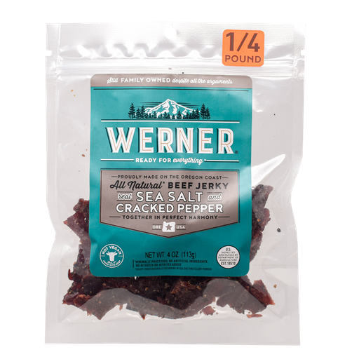 [22175] Werner All Natural Sea Salt & Cracked Pepper Jerky 12ct 4oz