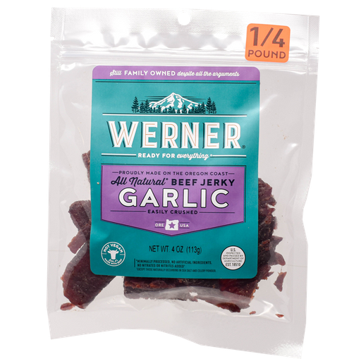 [22177] Werner All Natural Garlic Jerky 12ct 4oz