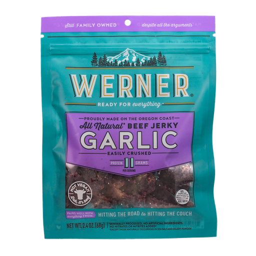 [22182] Werner All Natural Garlic Jerky 24ct 2.4oz